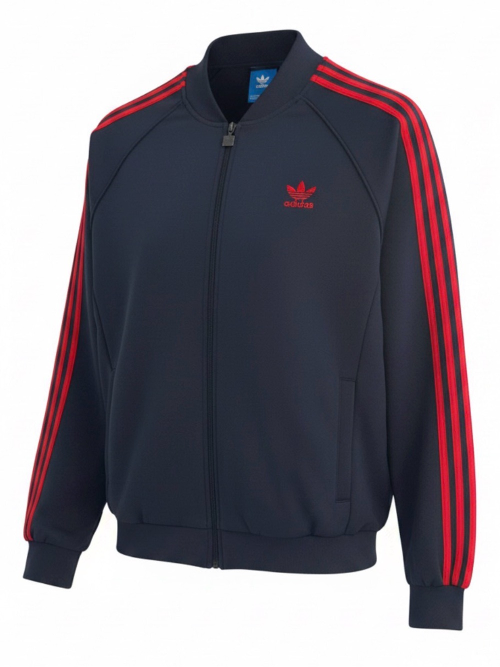 adidas Navy Blue Jacket with Red Stripe Detailing
